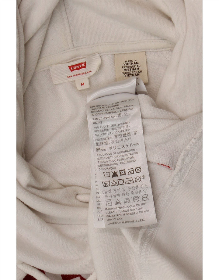 Suéter feminino com capuz gráfico LEVI'S Reino Unido 14 algodão branco médio