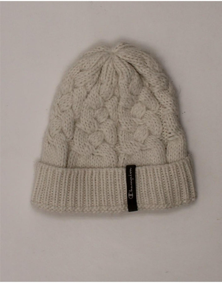 CHAMPION Womens Knit Beanie Hat One Size White Acrylic Winter