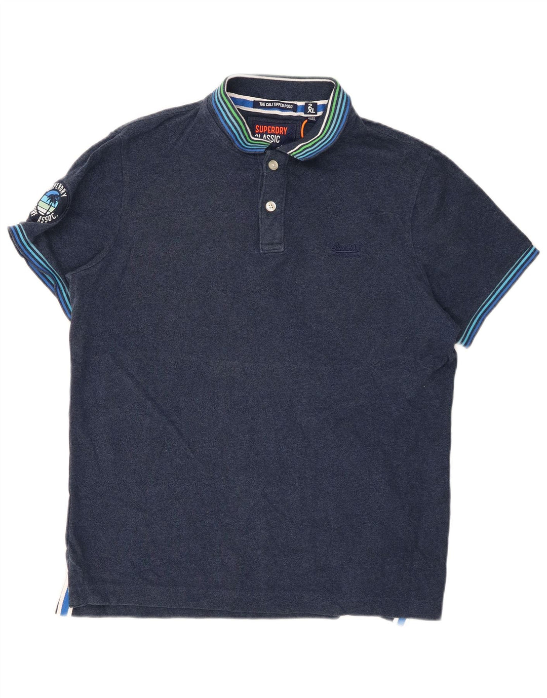 Camisa pólo gráfica masculina SUPERDRY 2XL azul marinho