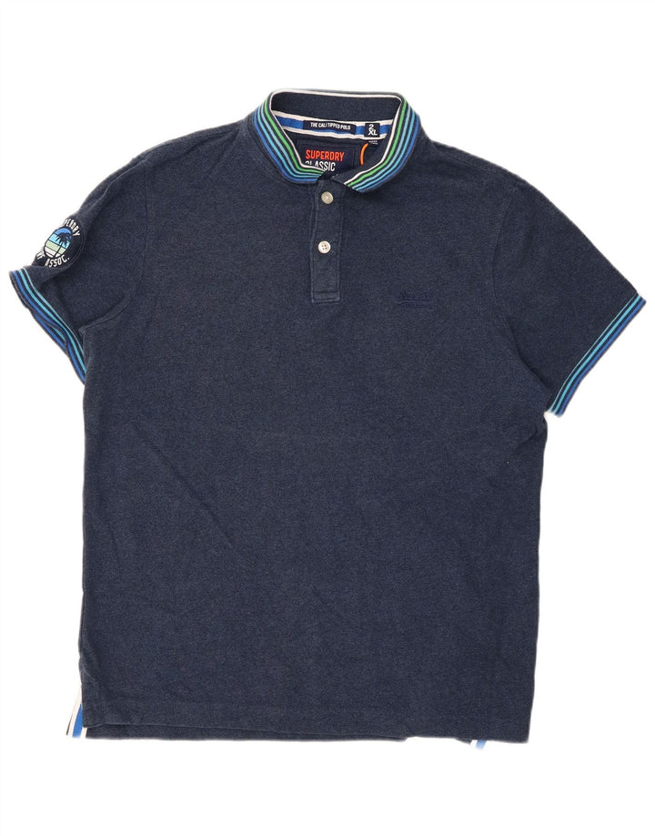 Camisa pólo gráfica masculina SUPERDRY 2XL azul marinho