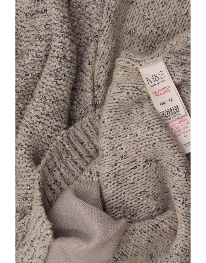 Suéter cardigã feminino Marks & Spencer Reino Unido 14 algodão manchado azul médio