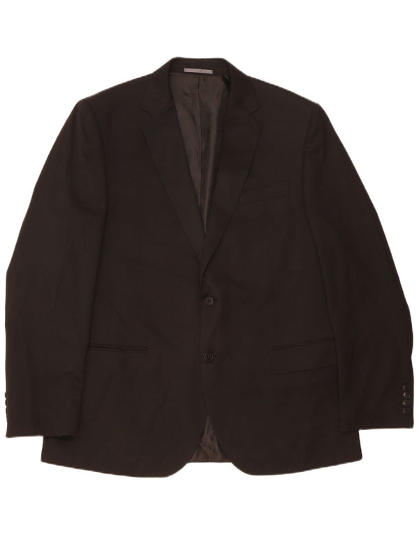 Jaqueta blazer masculina de 2 botões Marks & Spencer Reino Unido 44 XL preto poliéster