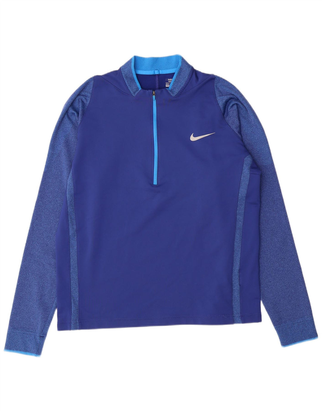 NIKE Masculino Dri Fit Zip Neck Pullover Treino Top Médio Azul