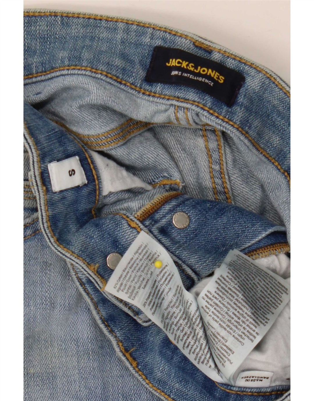 Shorts jeans masculino Jack & Jones pequeno W29 algodão azul