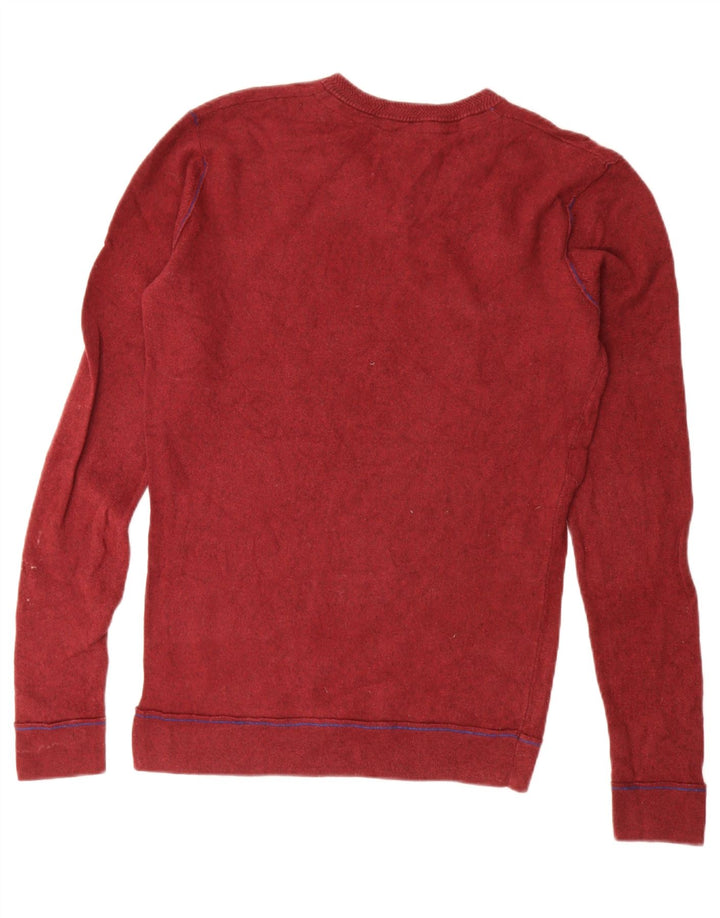 Suéter masculino FAT FACE com decote em V, algodão vermelho médio