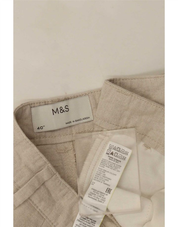 Shorts Chino Masculino Marks & Spencer W40 XL Linho Bege