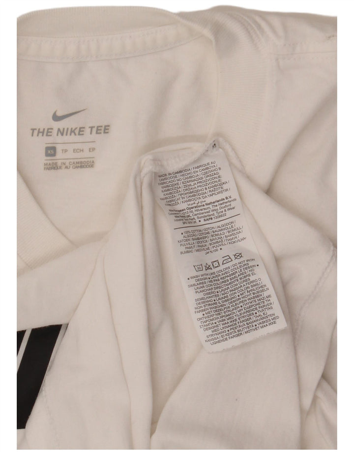 Camiseta feminina gráfica NIKE UK 6 XS algodão branco