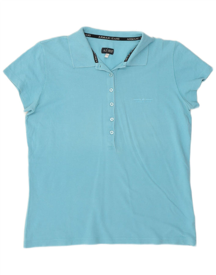 Camisa polo feminina Armani Reino Unido 14 azul médio