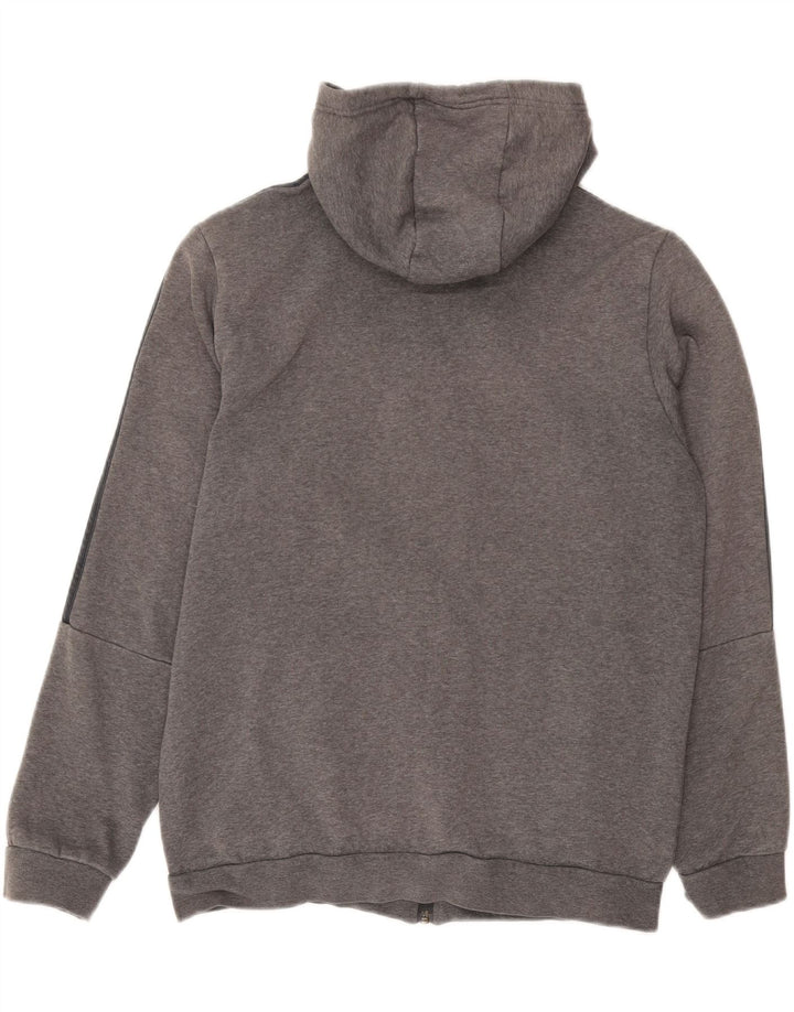 Adidas masculino zip moletom com capuz grande algodão cinza