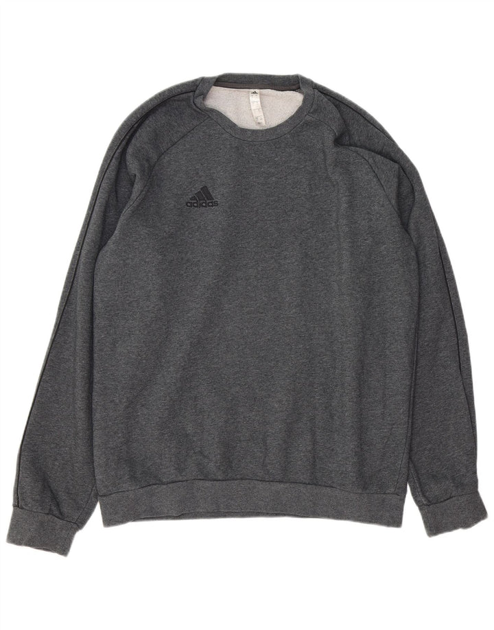 ADIDAS Mens Moletom Jumper Grande Algodão Cinza