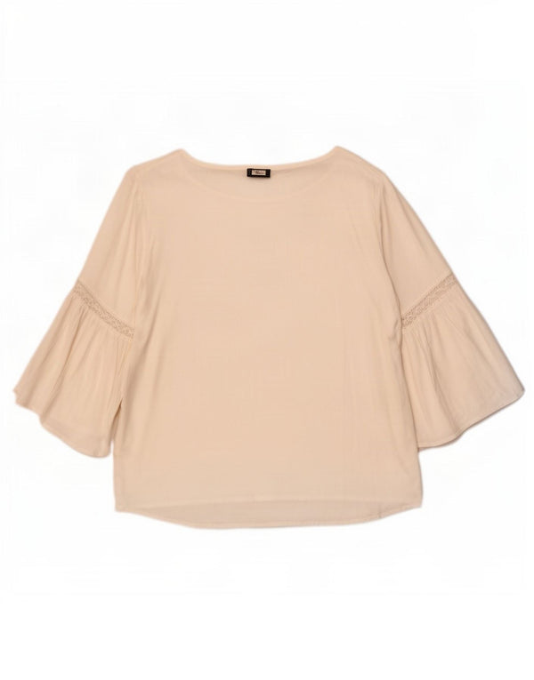 Blusa feminina de manga 3/4 Benetton UK 14 viscose branca média