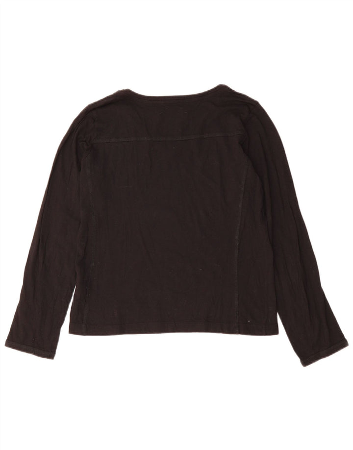 CHAMPION Top feminino de ajuste fácil manga comprida Reino Unido 10 pequeno algodão preto