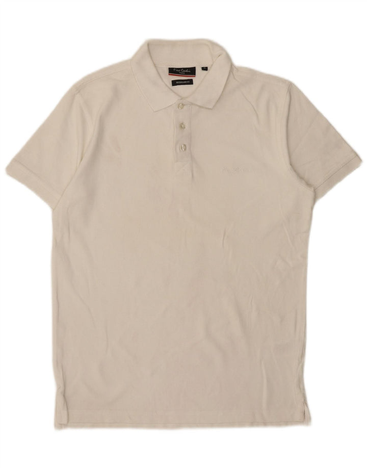 Camisa polo masculina Pierre Cardin Regular Fit pequena de algodão branco
