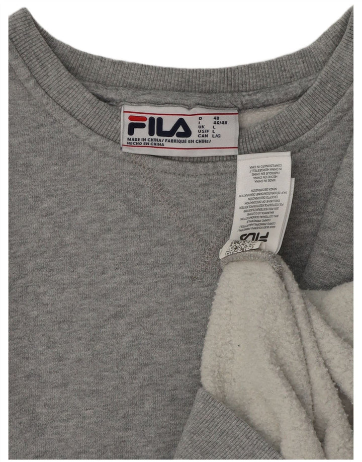 FILA moletom feminino jumper UK 16 grande algodão cinza