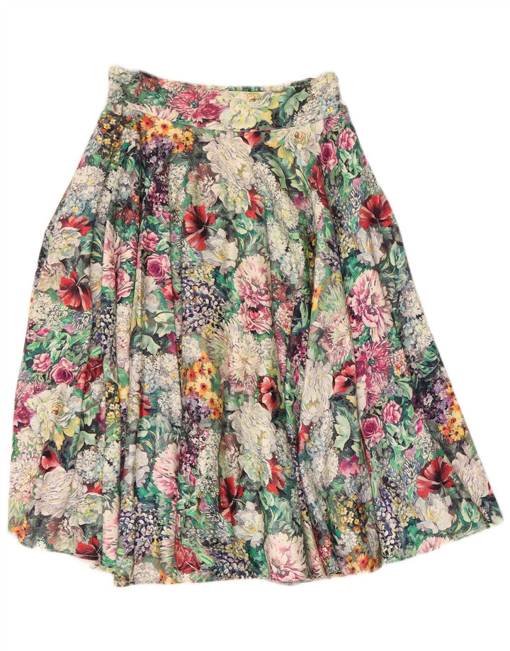 Saia evasê feminina VINTAGE IT 44 médio W26 floral multicolorido