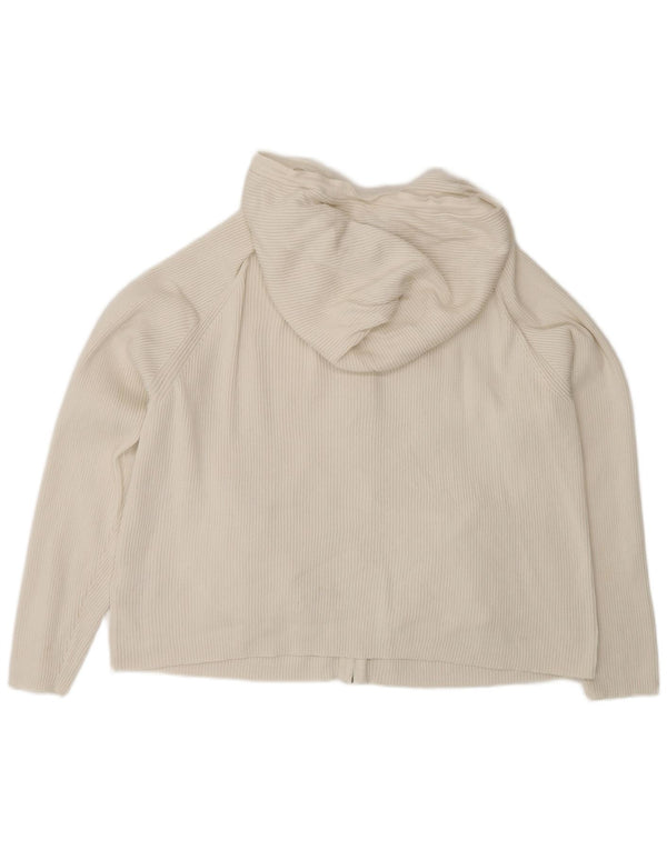 Suéter cardigã feminino com capuz Marks & Spencer UK 18 XL algodão branco