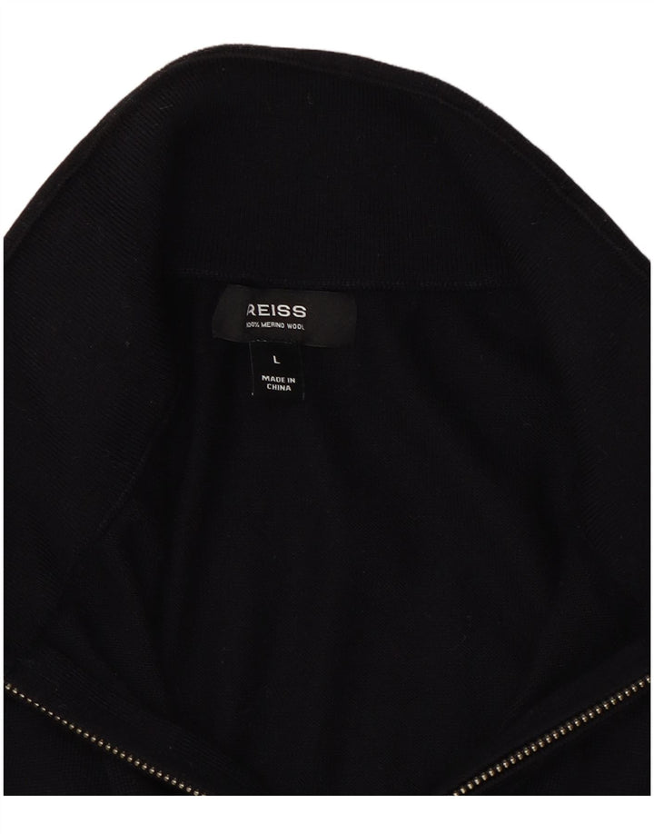 Suéter masculino Reiss com zíper e gola grande azul marinho