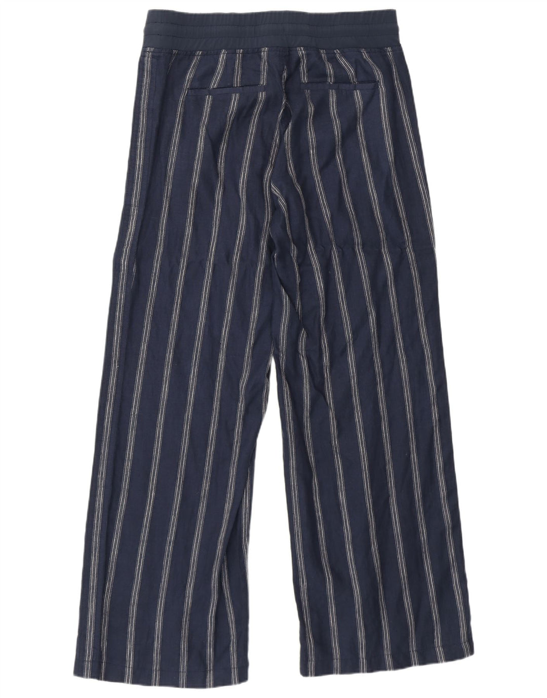 Calça de treino feminina Athleta US 8 médio azul marinho listrado de linho