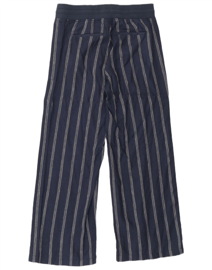 Calça de treino feminina Athleta US 8 médio azul marinho listrado de linho