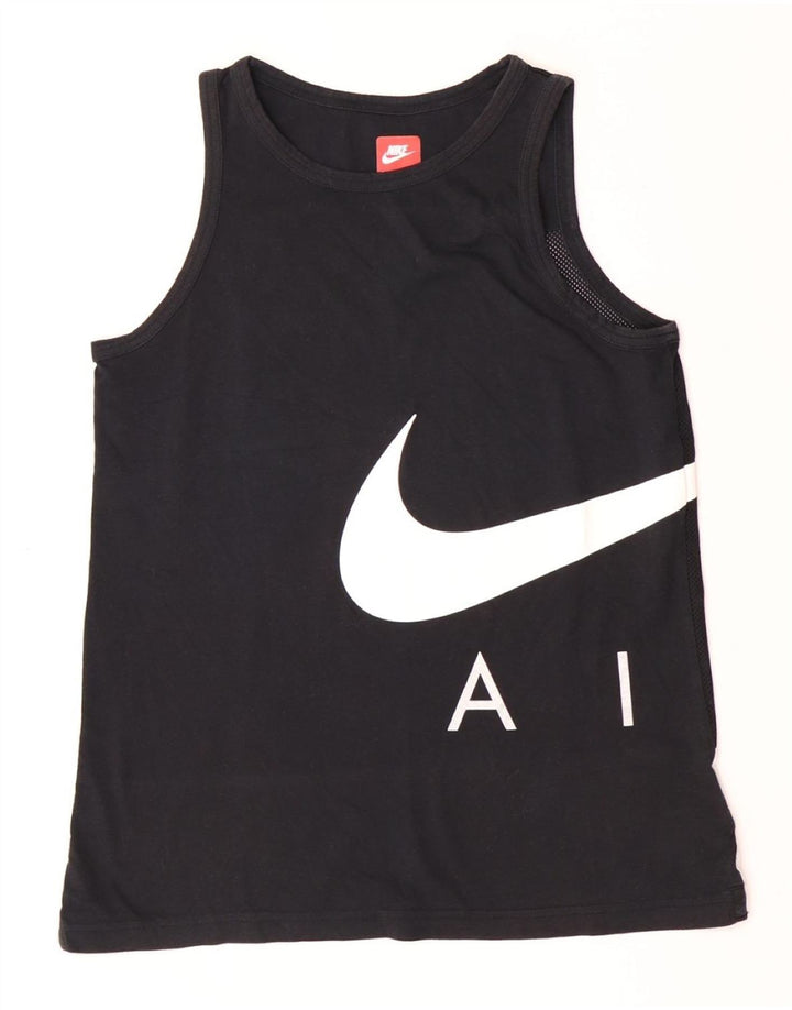 NIKE Boys Graphic Vest Top 13-14 Anos XL Preto Colourblock Algodão