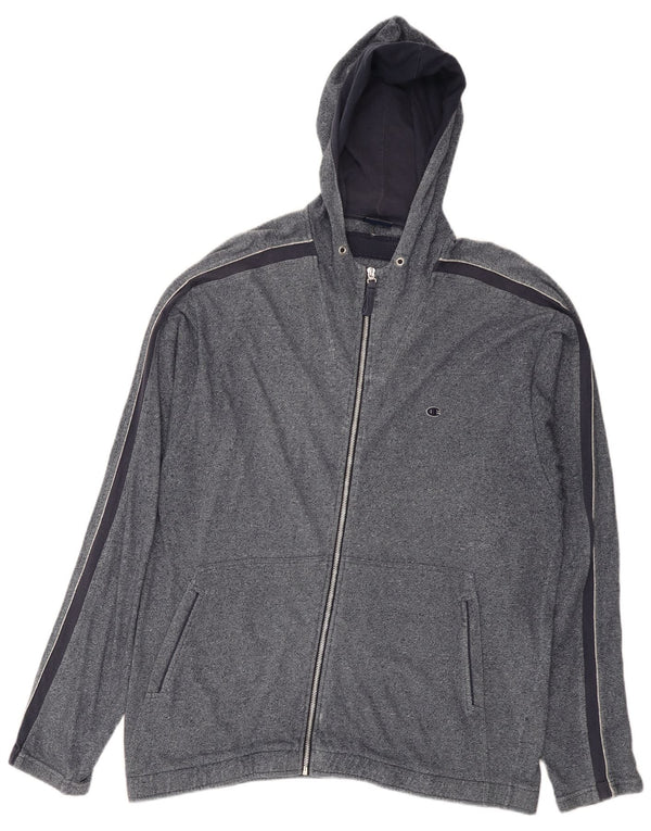 Suéter masculino Champion com capuz e zíper 2XL algodão manchado azul marinho