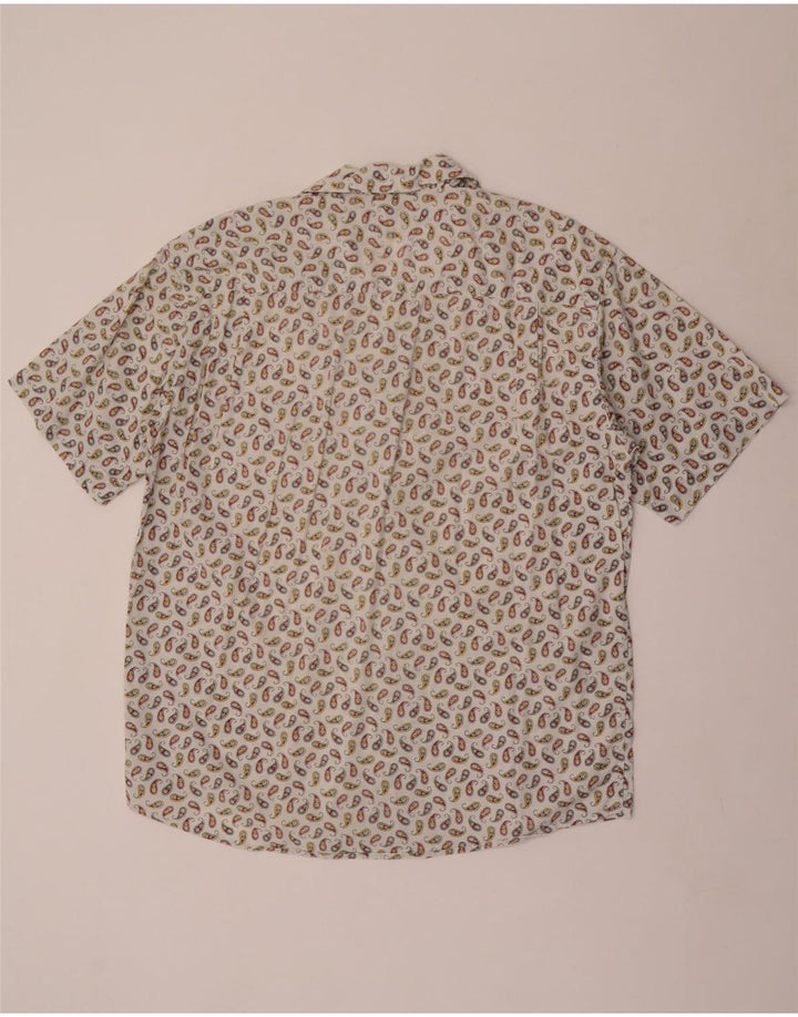Camisa masculina de manga curta Stefanel grande branca Paisley
