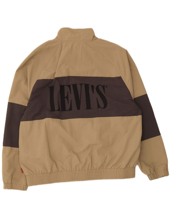 Jaqueta bomber gráfica masculina Levi's UK 40 grande bege colorblock poliamida
