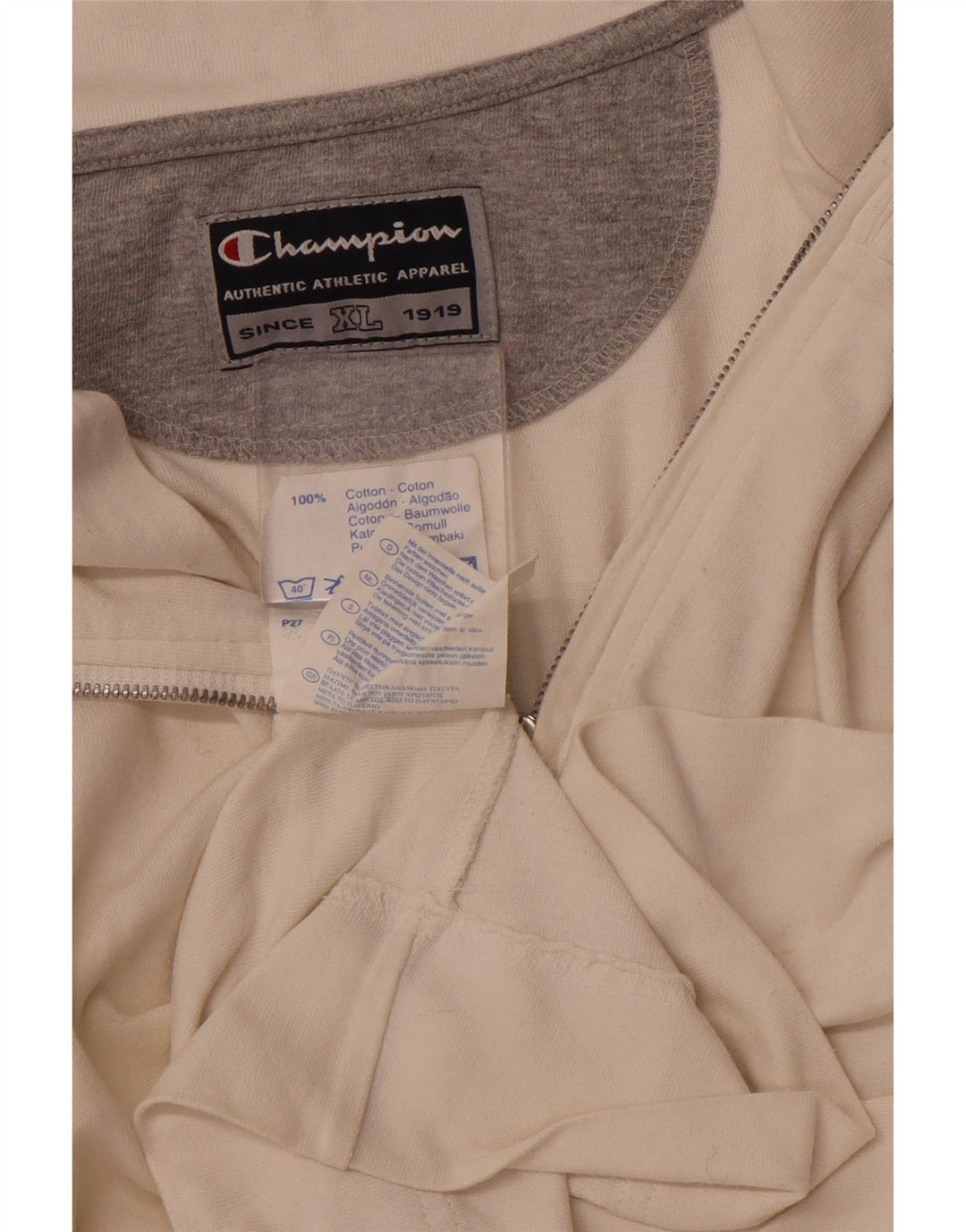 Moletom masculino Champion com zíper e gola XL em algodão branco