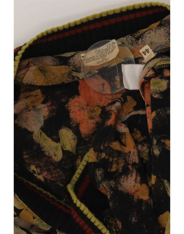Blusa pulôver feminina vintage top IT 44 médio floral multicolorido