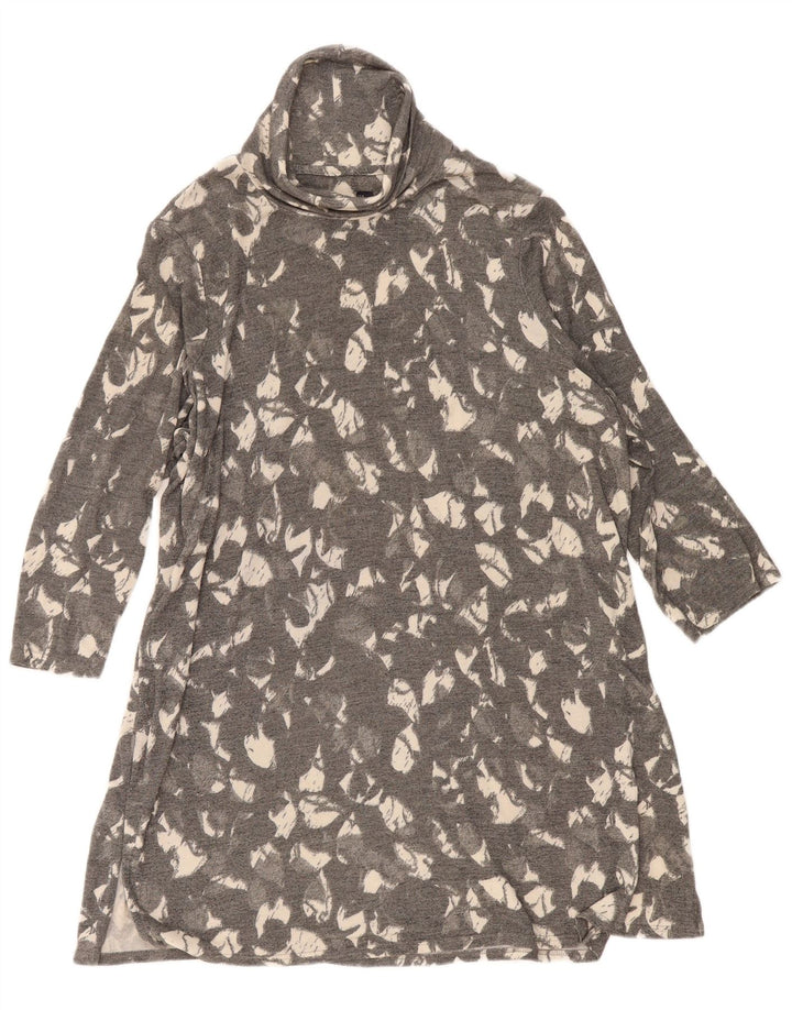Vestido feminino Marks & Spencer com padrão abstrato linha A Reino Unido 16 grande cinza