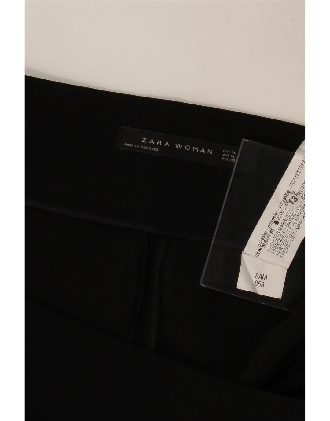 Calça feminina ZARA cintura alta com perna larga XL W36 L25 preta