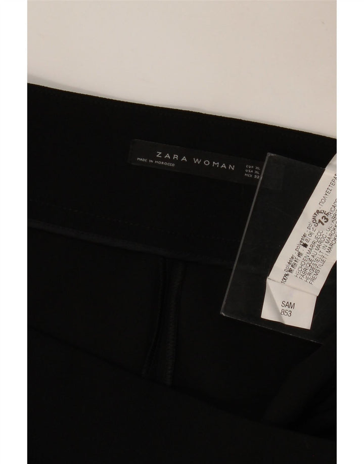 Calça feminina ZARA cintura alta com perna larga XL W36 L25 preta