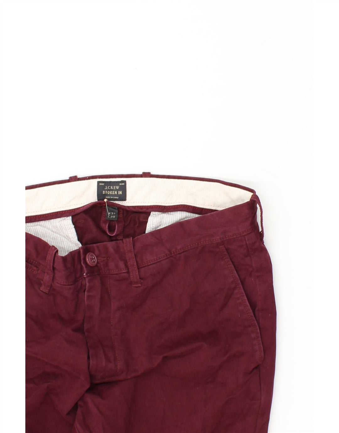 J. CREW Mens Slim Chino Trousers W31 L28 Burgundy Cotton Vintage J. Crew and Second-Hand J. Crew from Messina Hembry 
