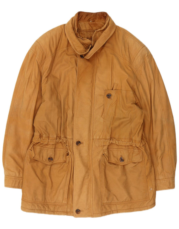 Jaqueta de couro masculina vintage IT 54 2XL bege