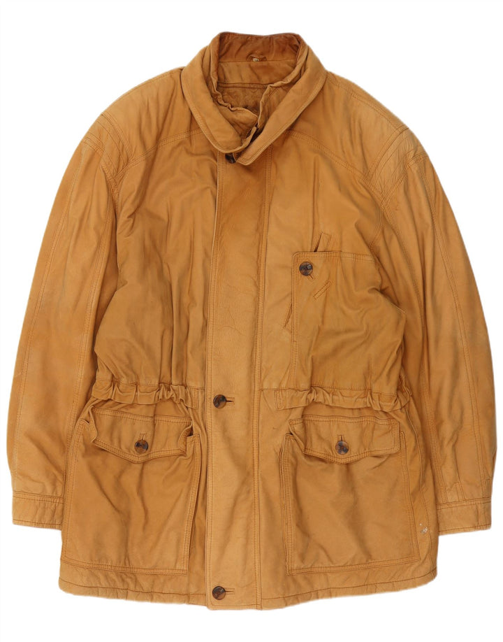 Jaqueta de couro masculina vintage IT 54 2XL bege