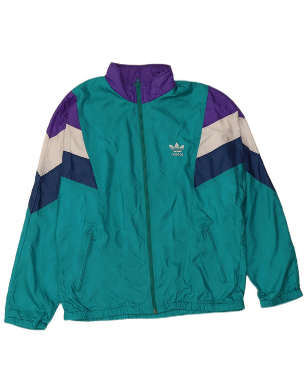 Adidas Mens Retro Tracksuit Top Jacket UK 36/38 Pequeno Turquesa Poliamida