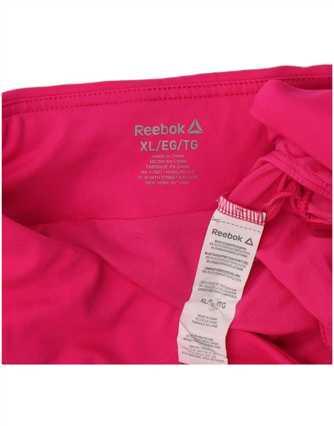 Shorts esportivos femininos Reebok UK 18 XL rosa poliéster