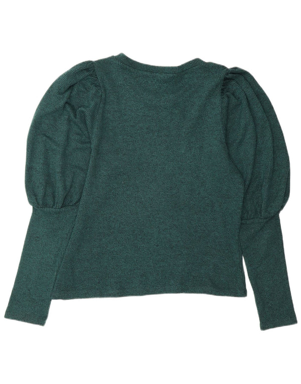 Top feminino Zara manga comprida UK 16 grande verde