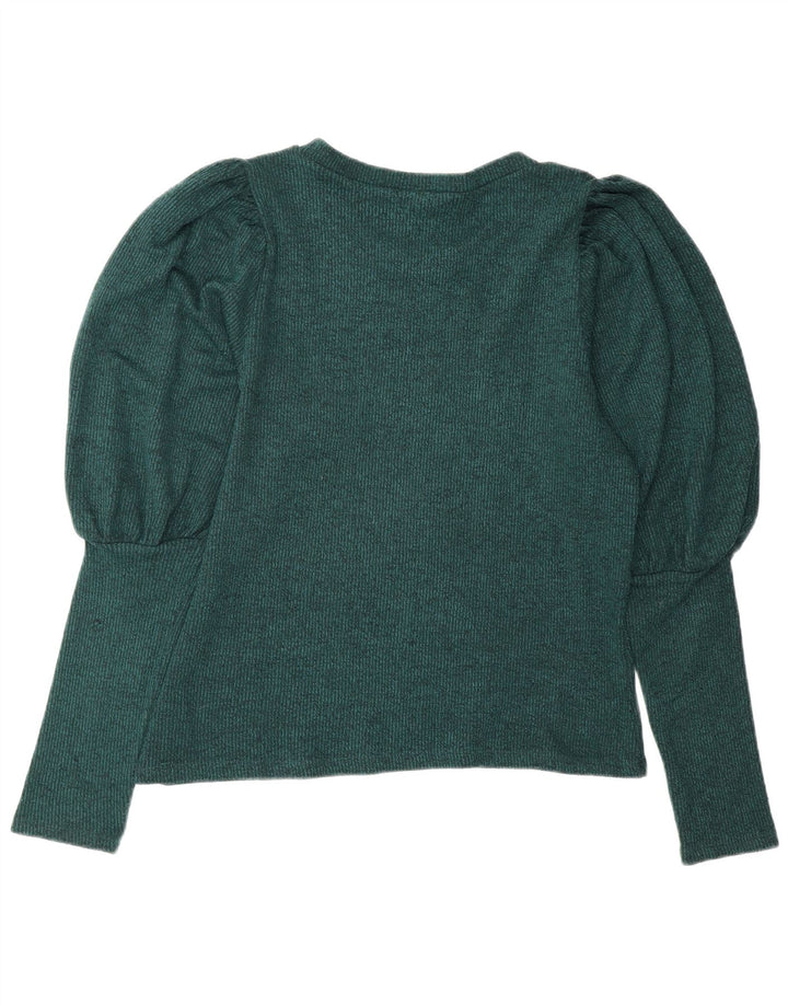Top feminino Zara manga comprida UK 16 grande verde