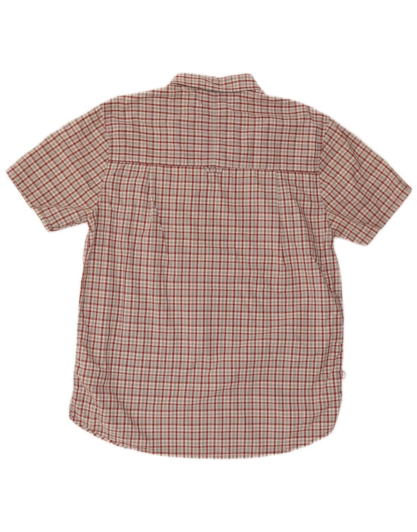Camisa masculina de manga curta Mountain Warehouse grande algodão xadrez vermelho