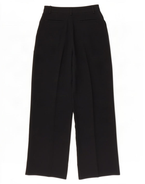 Calça feminina Jaeger com perna larga UK 8 pequena W26 L30 poliéster preto