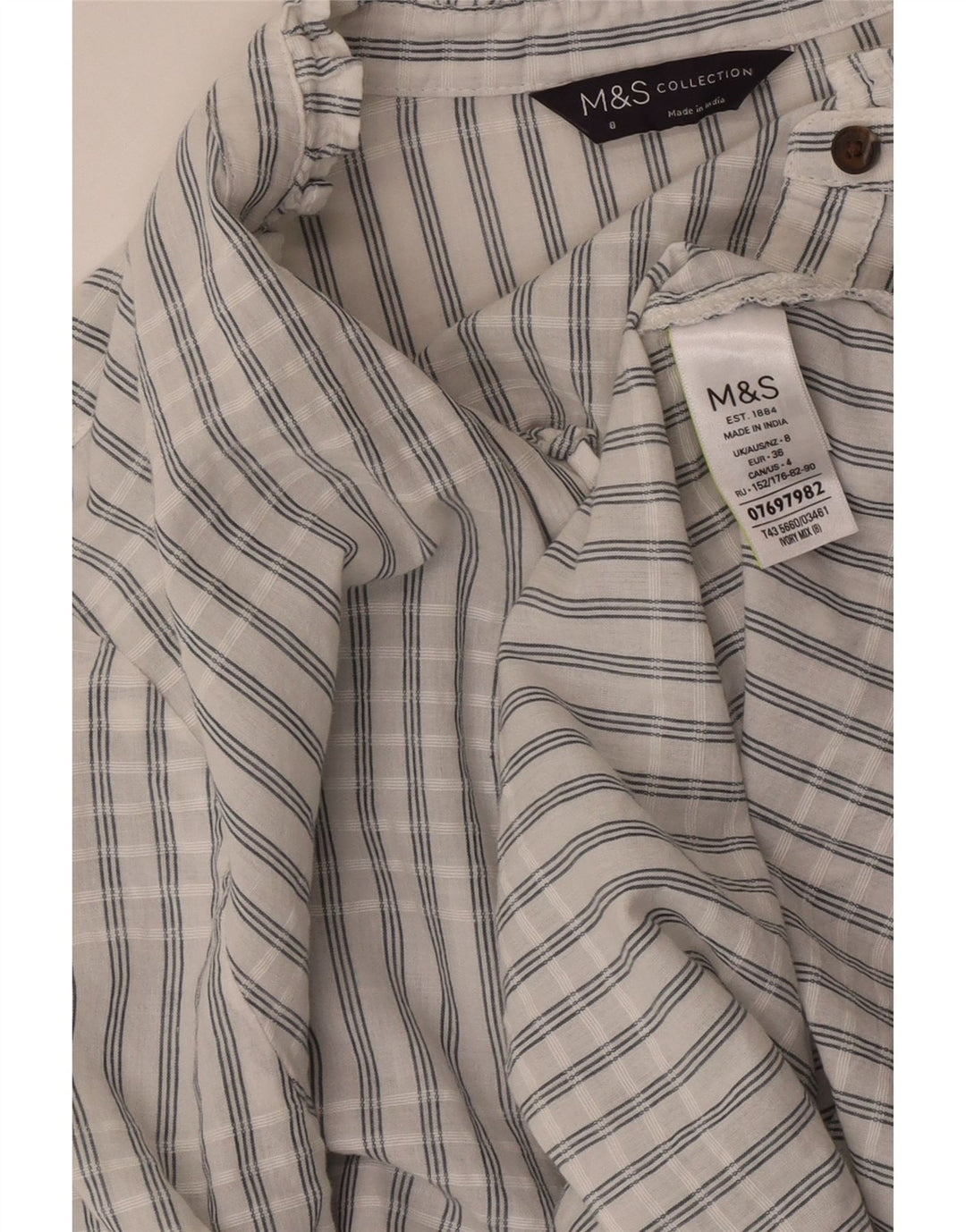 Pulôver feminino grande Marks & Spencer Reino Unido 8 pequeno xadrez branco