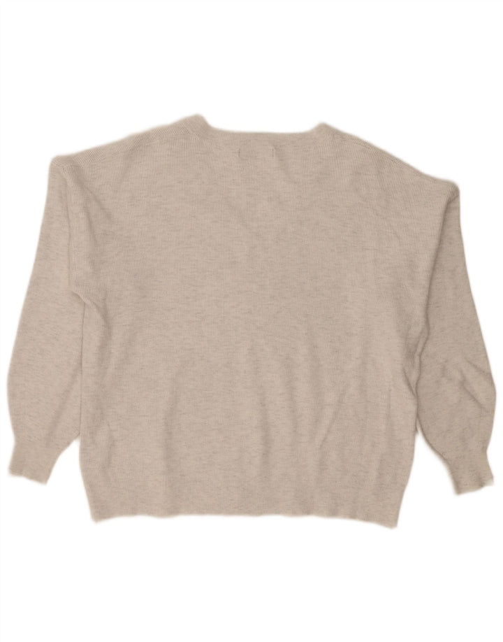 Suéter feminino Marks & Spencer grande com decote em V Reino Unido 18 XL cinza