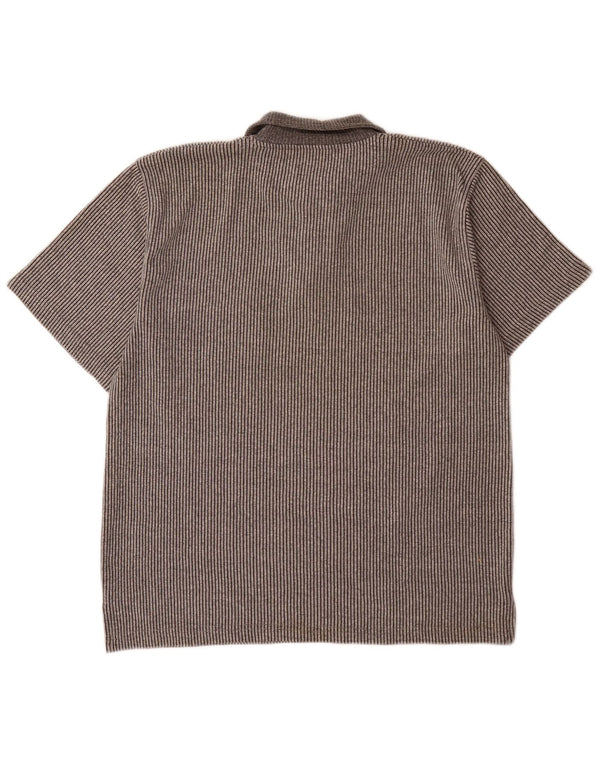 Camisa polo masculina Joop de algodão listrado cinza médio
