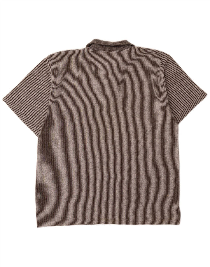 Camisa polo masculina Joop de algodão listrado cinza médio