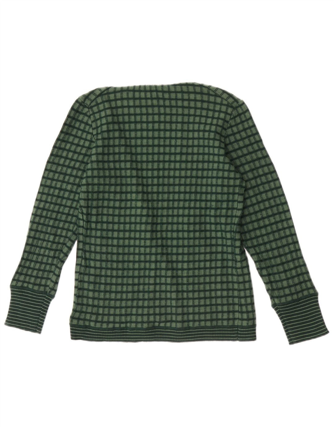 Suéter cardigã aberto feminino vintage IT 44 xadrez verde médio