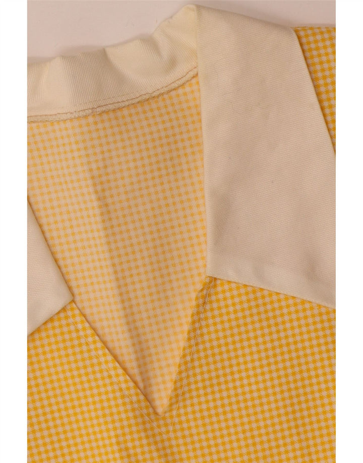 Vestido vintage feminino linha A UK 12 médio amarelo guingão