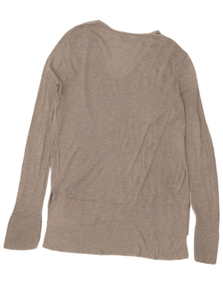Suéter feminino ZARA com decote em V Reino Unido 10 pequeno cinza