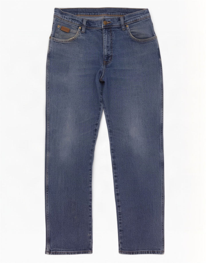 Wrangler Masculino Regular Straight Jeans W34 L32 Azul Algodão