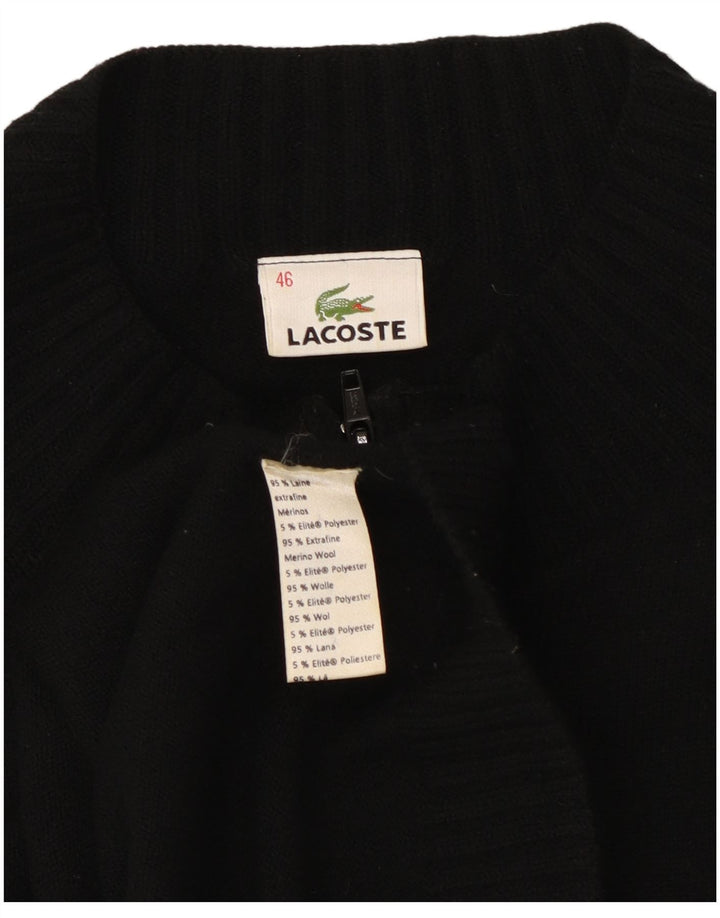 Suéter cardigã feminino Lacoste tamanho 46 XL lã preta